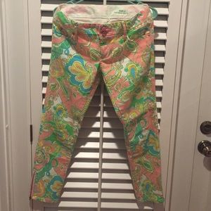 Vintage Lilly floral skinny mini zip jeans