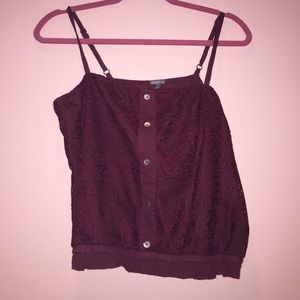 Maroon/burgundy crochet crop top