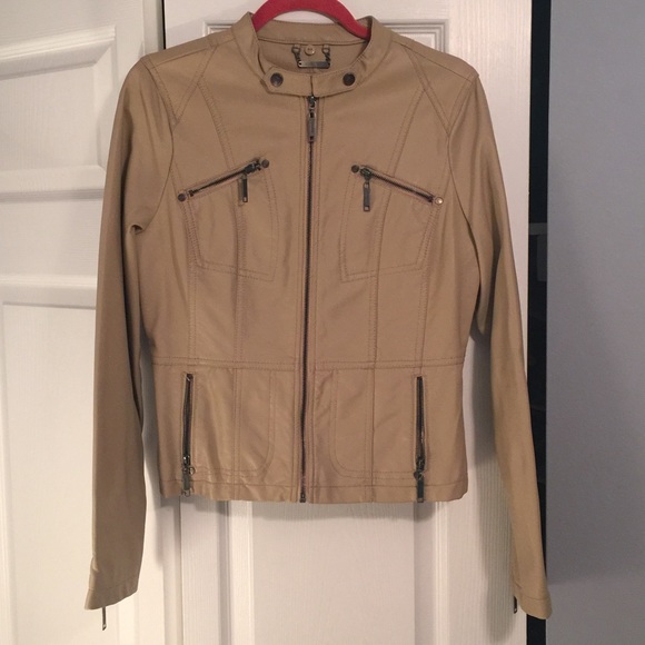 Beige faux leather jacket!