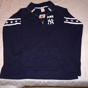 Victoria Secret PINK NY YANKEES half zip pullover
