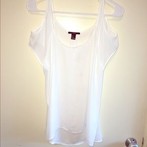 White Forever 21 shoulder cut out shirt