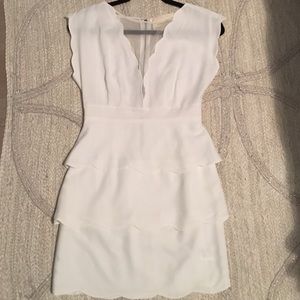 White scalloped dress with mesh
