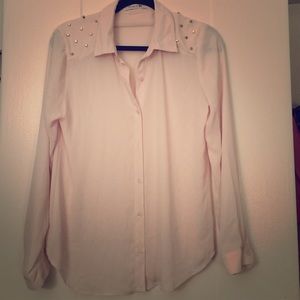 Light pink shirt with gold studs
