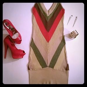 **SOLD** Caribbean knit gold sparkling mini dress