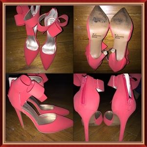 Qupid Ankle Bow Pointed Toe D'orsay pumps