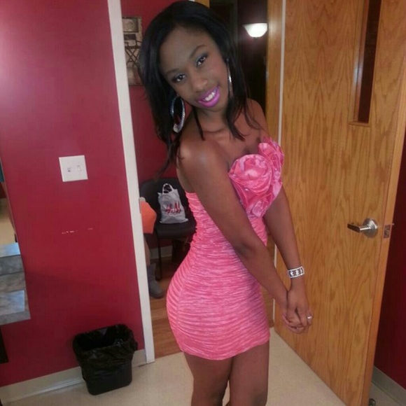 Strapless flower taffeta dress