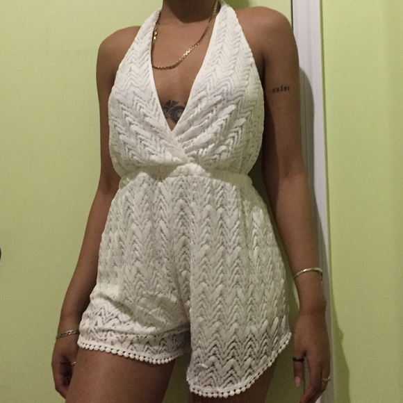 Ivory lace romper