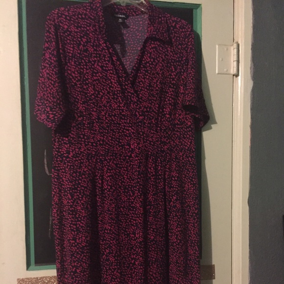 Black dress with pink spots