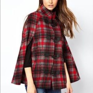 Asos Red plaid cape jacket