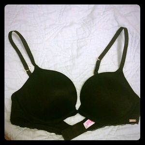 PINK Black Lace Push-Up Bra 34A