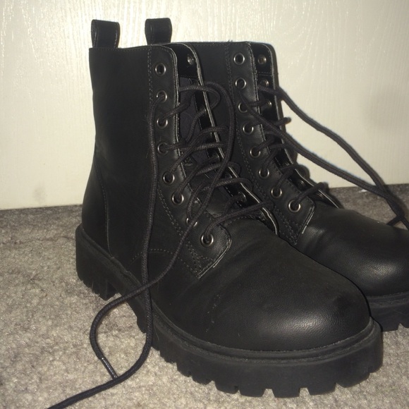 black combat boots