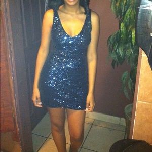 Bebe Midnight Blue Sequin Dress