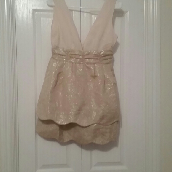 Gold and Cream Scalloped Dress