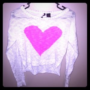High low heart sweater
