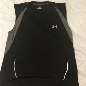 Sleeveless Under Armour workout tank.
