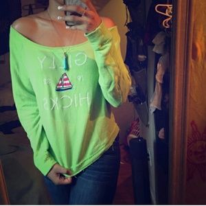 Great Gilly Hicks neon green shirt size S
