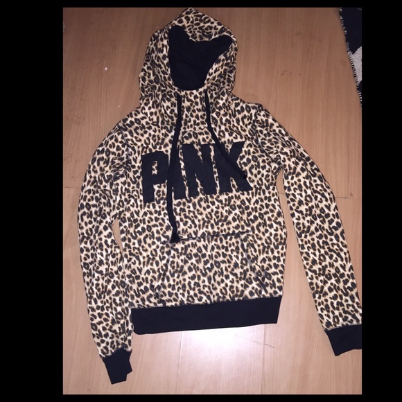 PINK Victoria Secret Cheetah Print Hoodie sz small