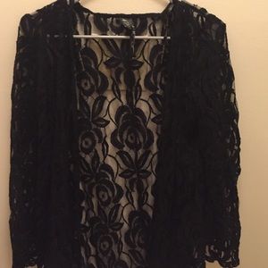 Sheer thin cardigan---black lace