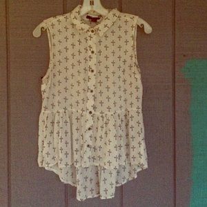 button up cross-printed forever 21 blouse