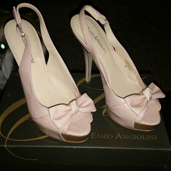 NEW Enzo Angiolini Pink Patent Peep Toe Heels