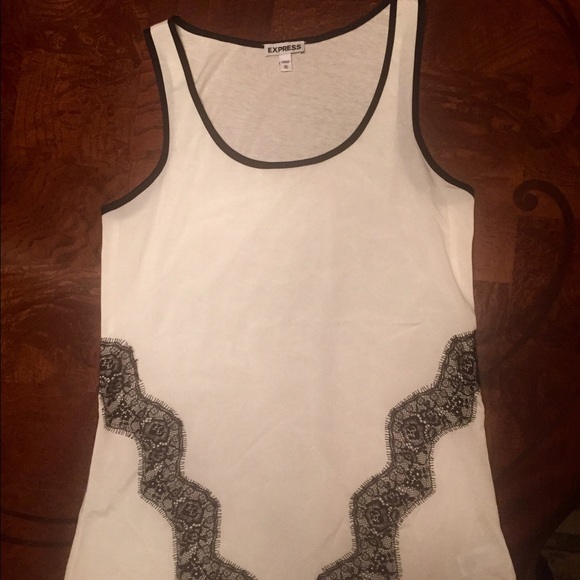 White with black lace tank