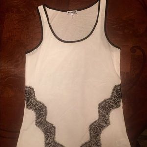 White with black lace tank