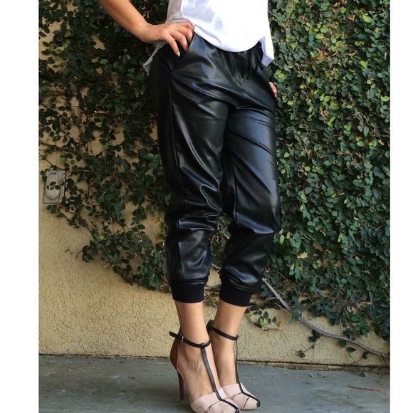 Faux leather joggers - Picture 4 of 5