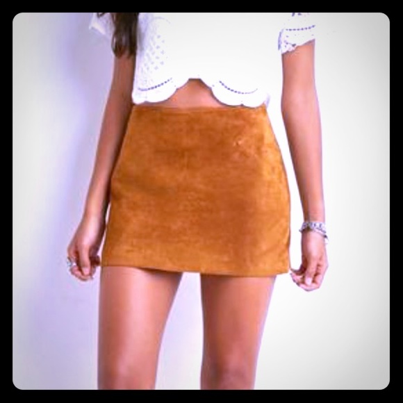 Genuine suede mini skirt