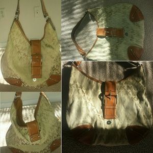 Michael kors logo canvas hobo bag