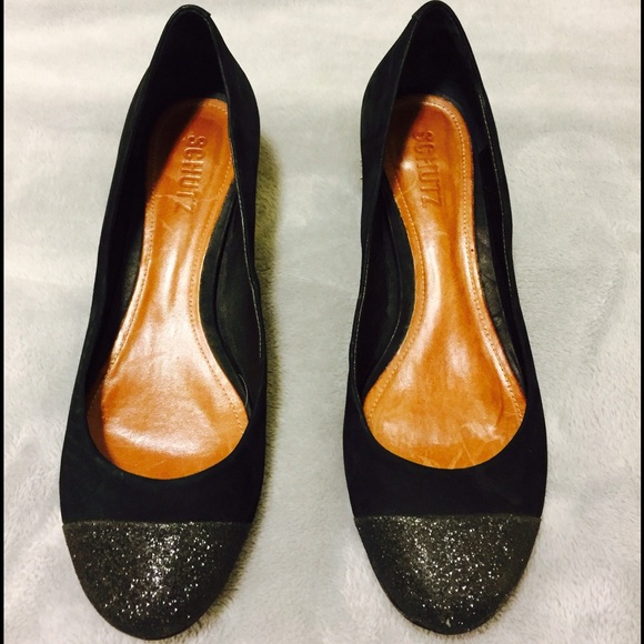 SCHUTZ Black Glitter Toe pumps