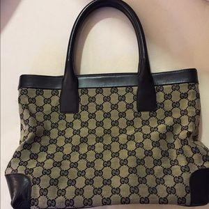 Authentic pre-owned black and gray Gucci tote