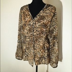 Leopard sheer blouse