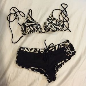 Swimsuit; top and bottoms.