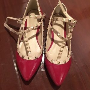 Red studded flats, Size 8. Fits like a 7