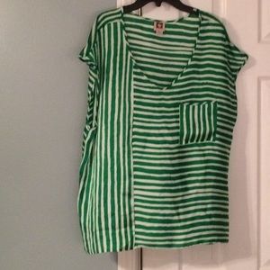 Anne Klein striped green/white sleeveless top
