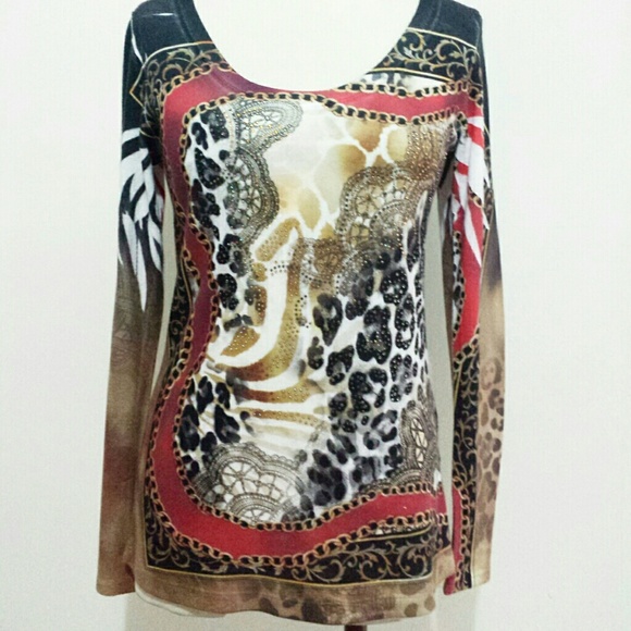 Cache Leopard Rococo Sweater Top