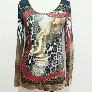 Cache Leopard Rococo Sweater Top