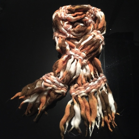 Brown Wool Scarf, mixed colors scarf. - Picture 4 of 4