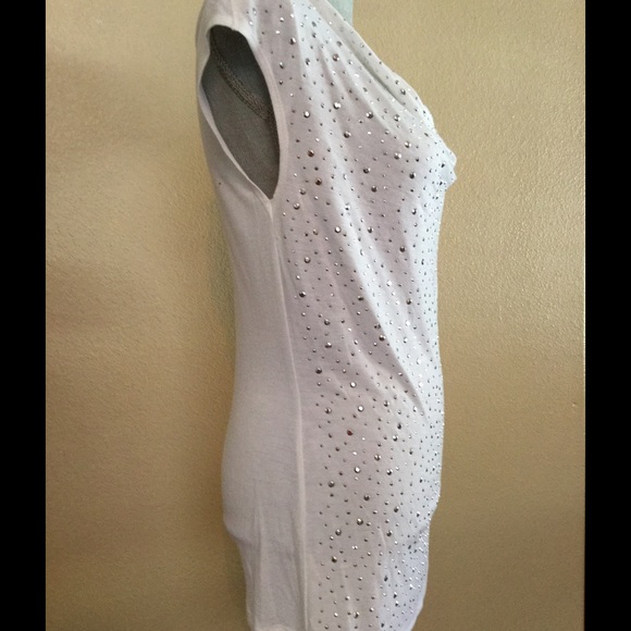 INC White Rhinestone T-Shirt - Picture 2 of 4