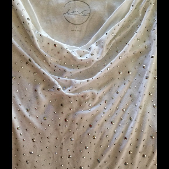 INC White Rhinestone T-Shirt - Picture 4 of 4