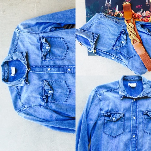 denim shirt & belt bundle for trendycandy