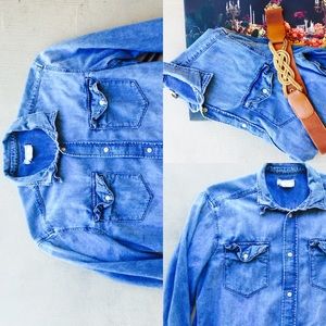 denim shirt & belt bundle for trendycandy