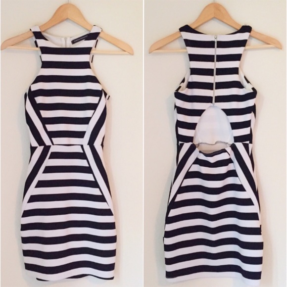 Foreign Exchange Black and White bodycon dress
