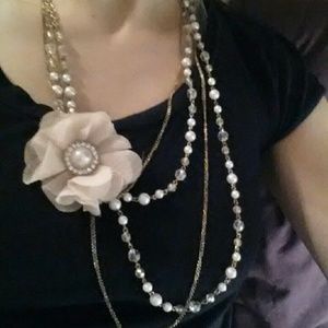 Pearly beaded flower Necklace