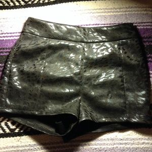 Black leopard print shorts
