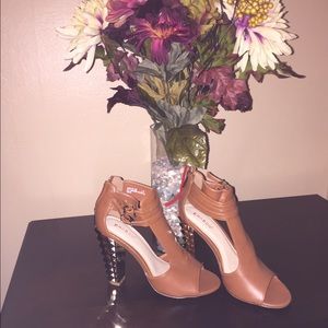 Tan heels with studded back