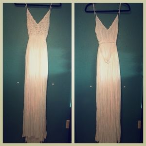 White Backless Crochet maxi dress