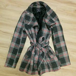 Plaid winter peacoat