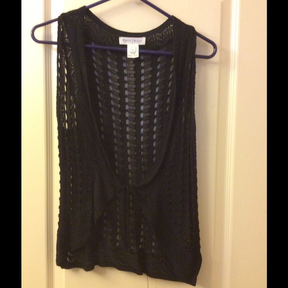 WHBM black crocheted vest