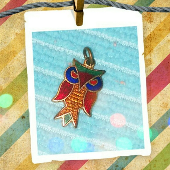 Retro Owl Enamel Pendant